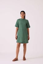 Tula Green Linen Shift Dress view 3