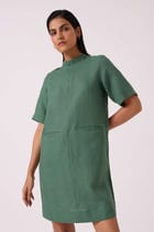 Tula Green Linen Shift Dress view 6