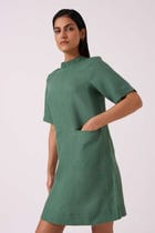 Tula Green Linen Shift Dress view 10