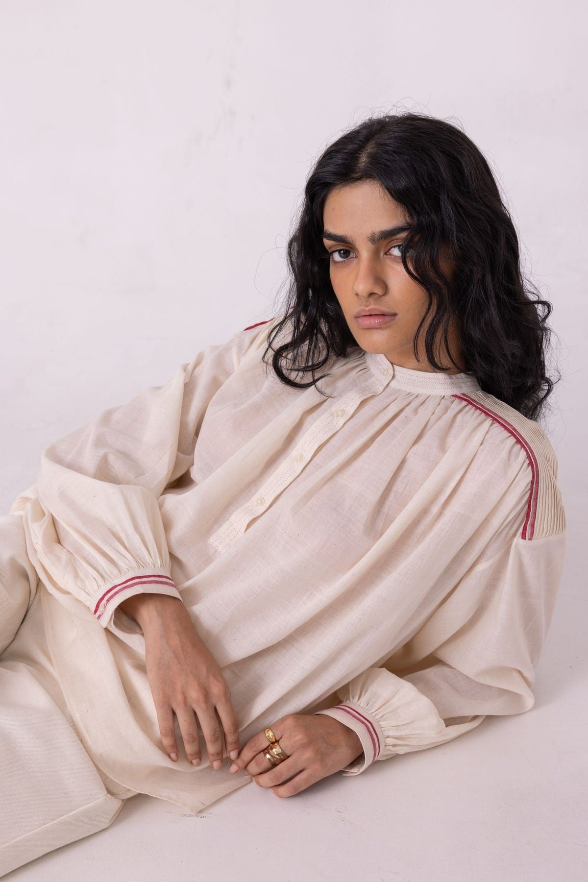 Sveta Off White Handwoven Top - image 1