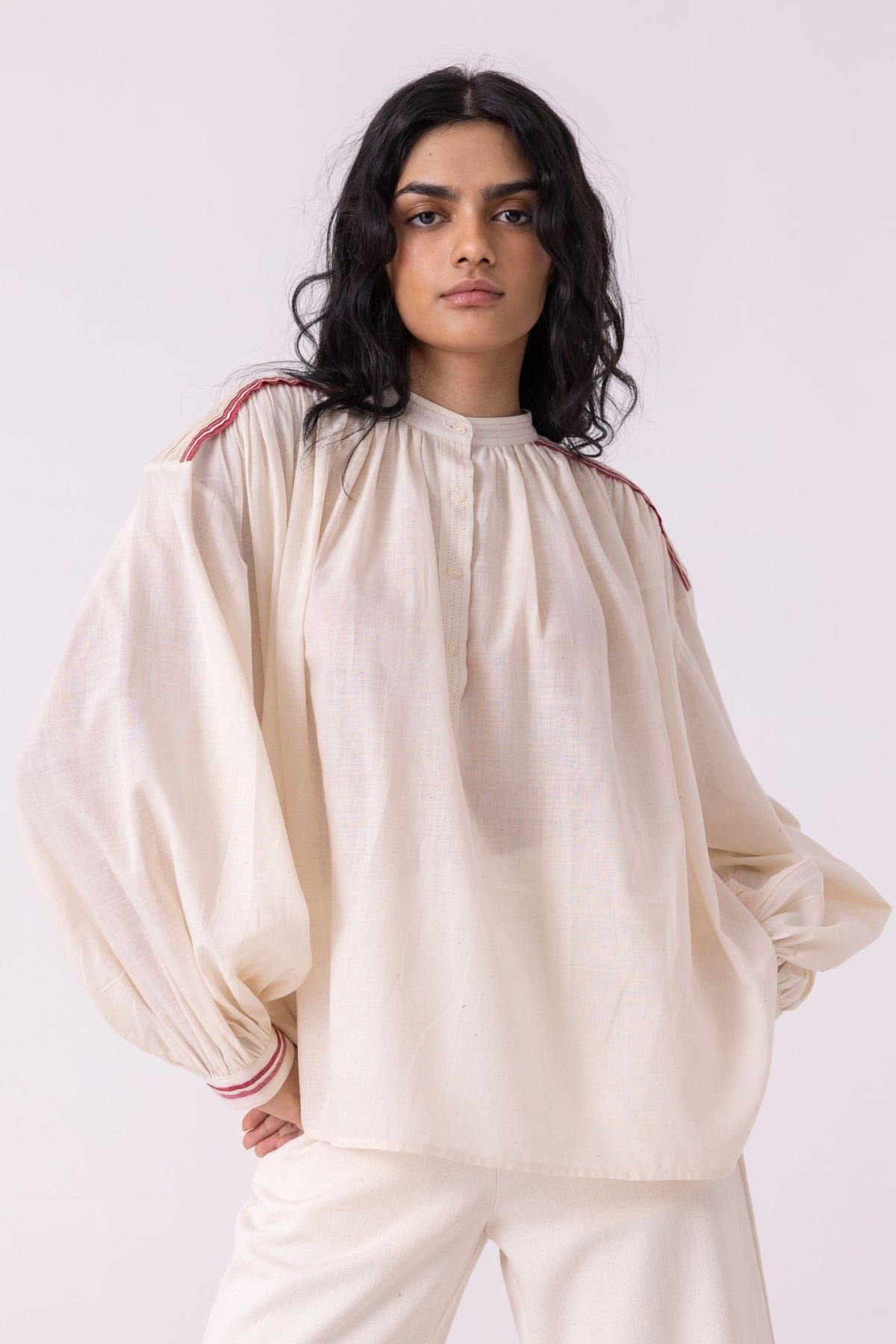 Sveta Off White Handwoven Top - image 3