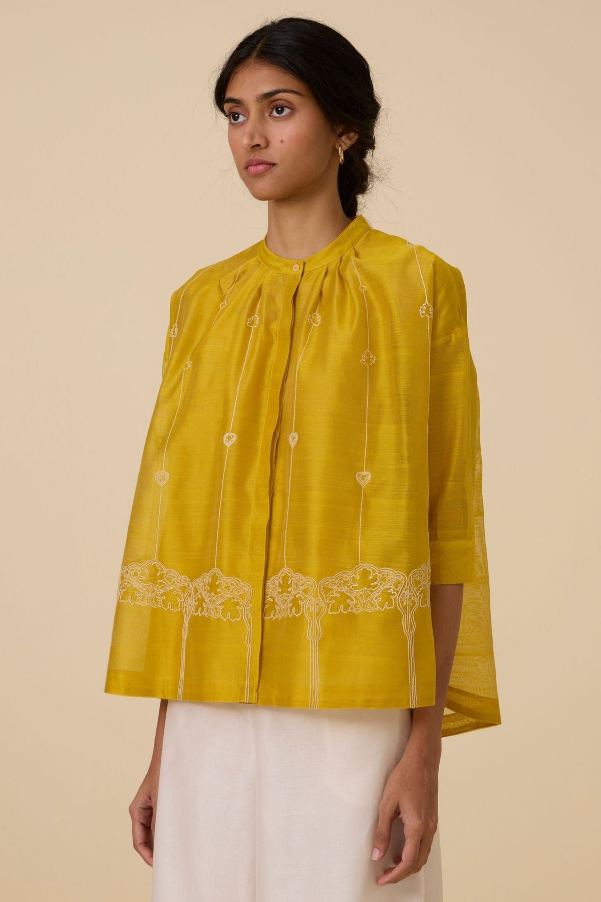 Sabeen Yellow Embroidered Top - image 1