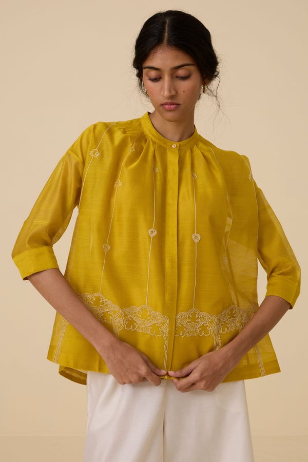 The Summer House — Sabeen Yellow Embroidered Top