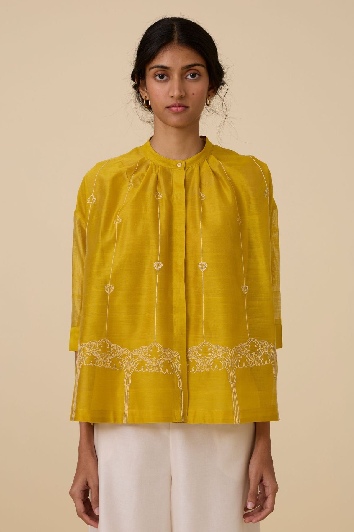Sabeen Yellow Embroidered Top - image 3