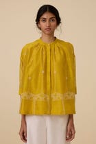Sabeen Yellow Embroidered Top view 3