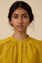 Sabeen Yellow Embroidered Top view 4
