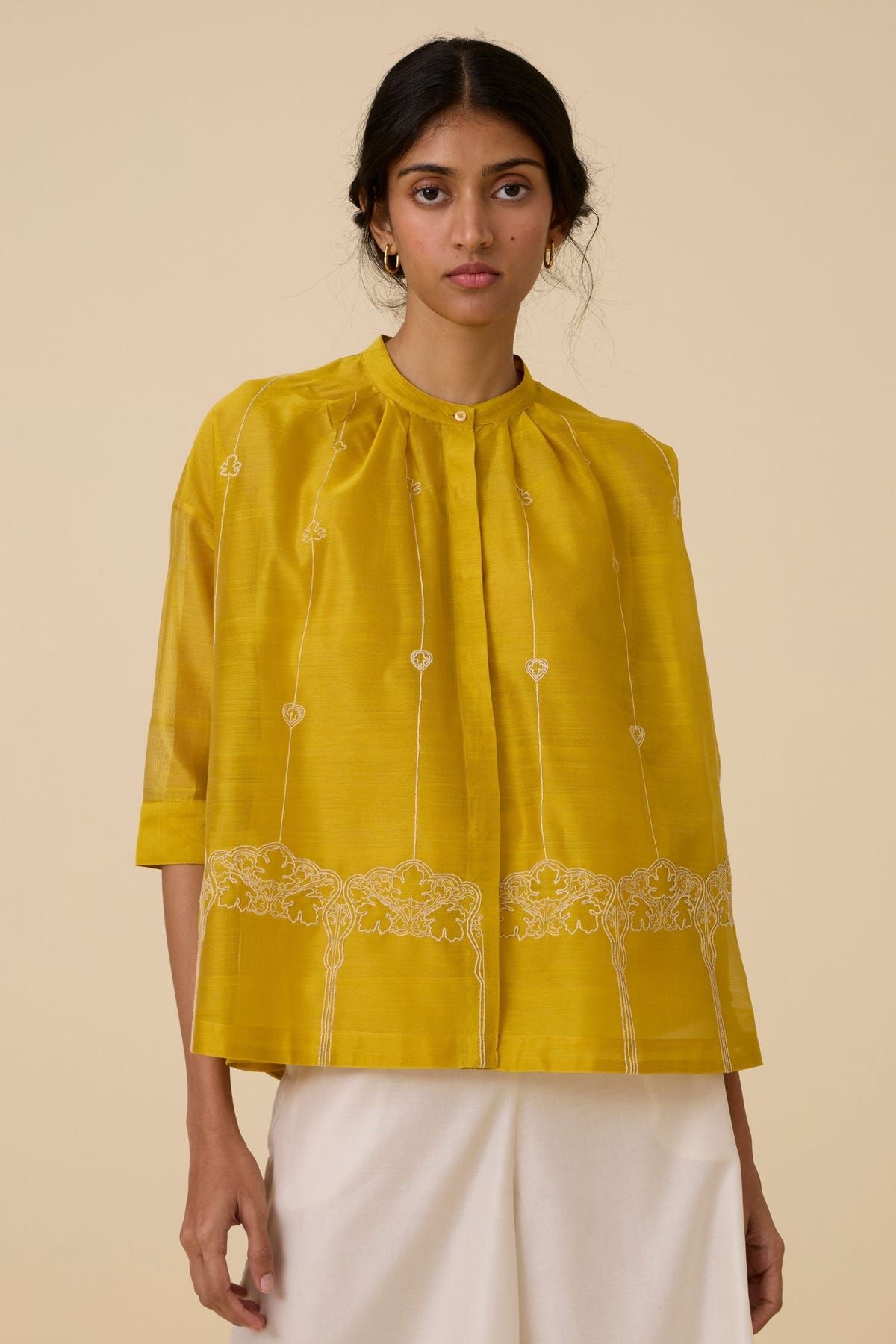 Sabeen Yellow Embroidered Top - image 7