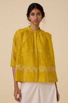 Sabeen Yellow Embroidered Top view 7