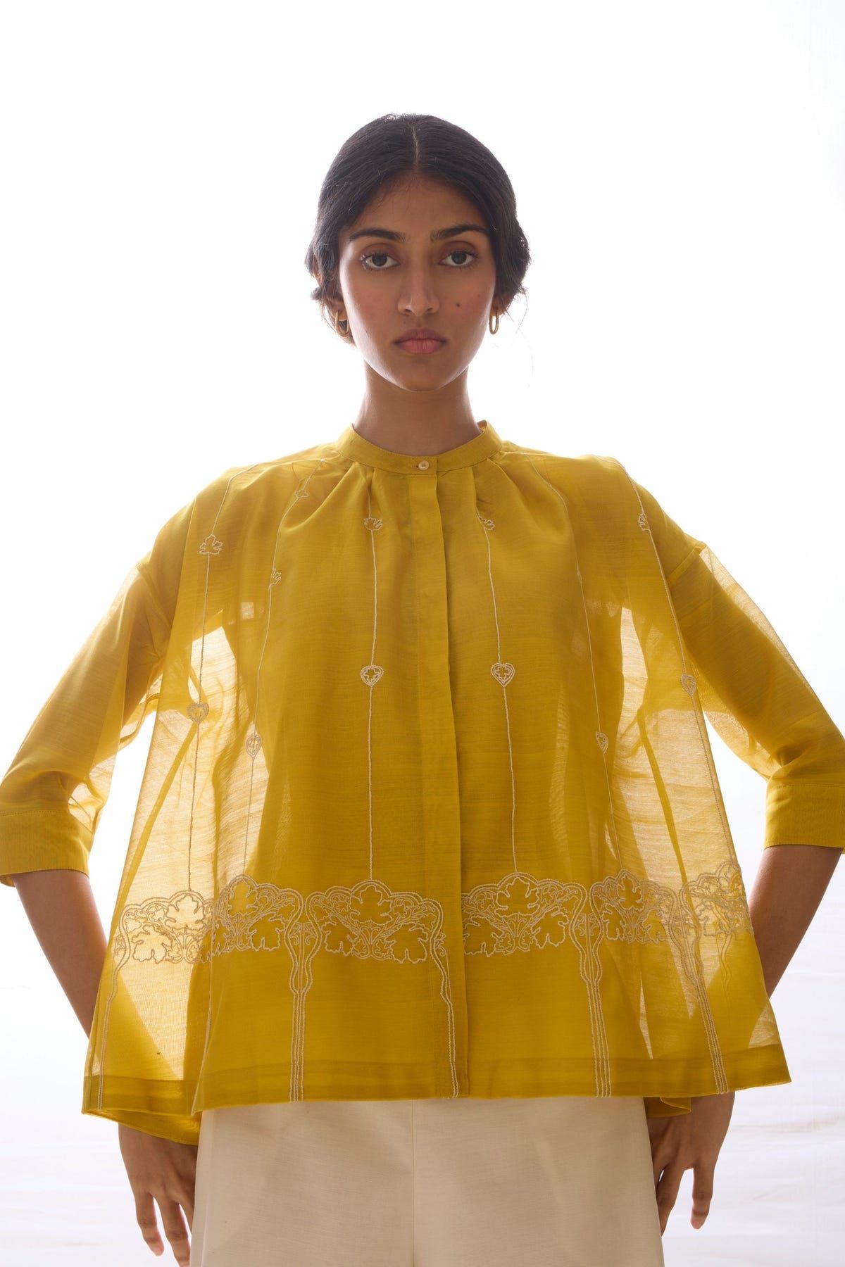 Sabeen Yellow Embroidered Top - image 9
