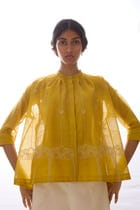 Sabeen Yellow Embroidered Top view 9