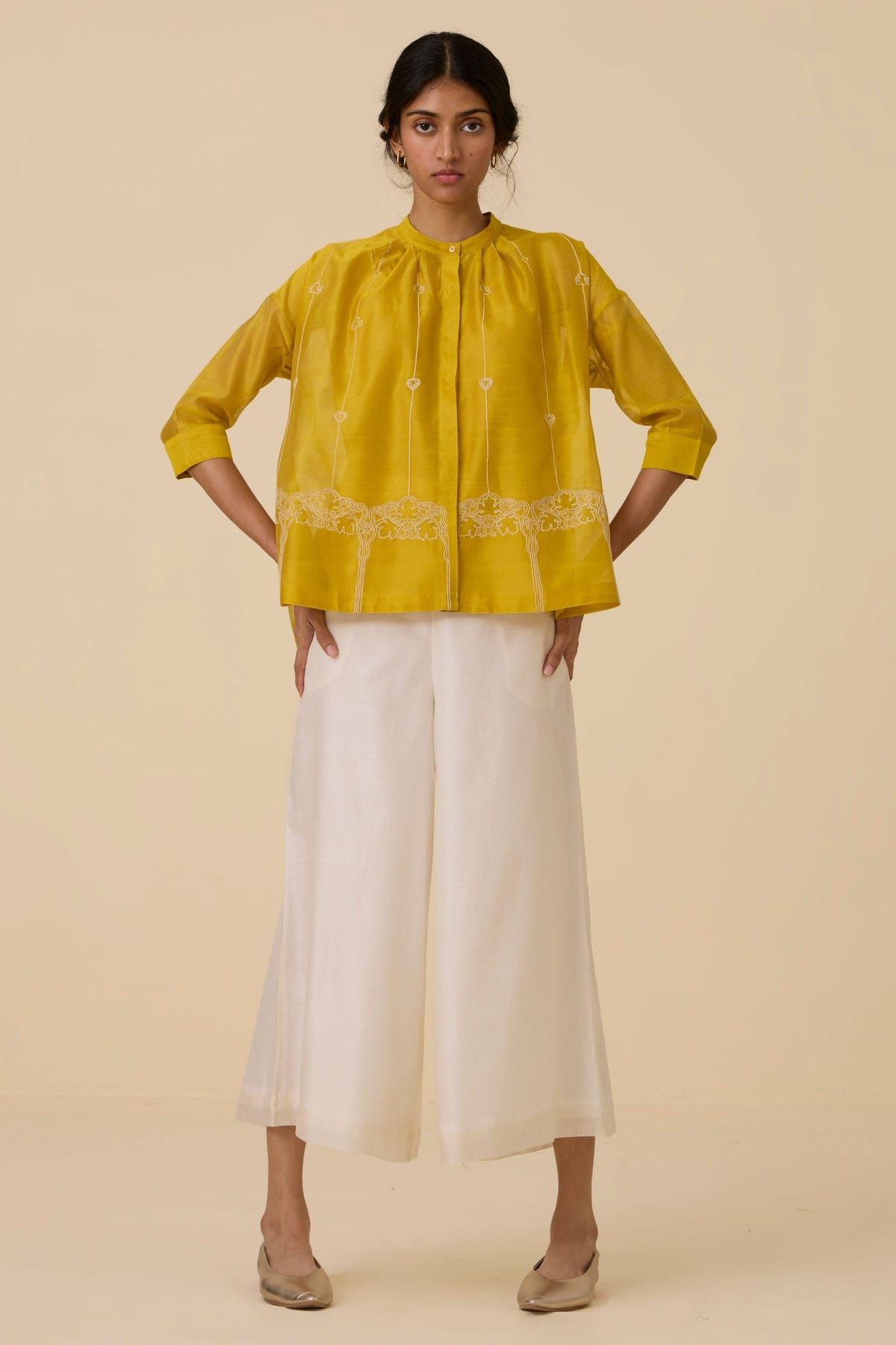 Sabeen Yellow Embroidered Top - image 10