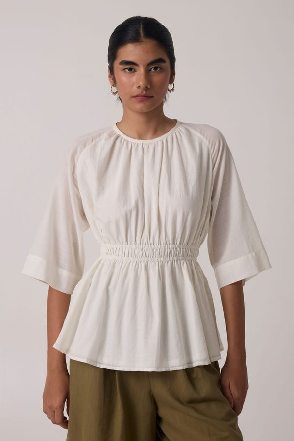 The Summer House — Sergio Off White Cotton Top