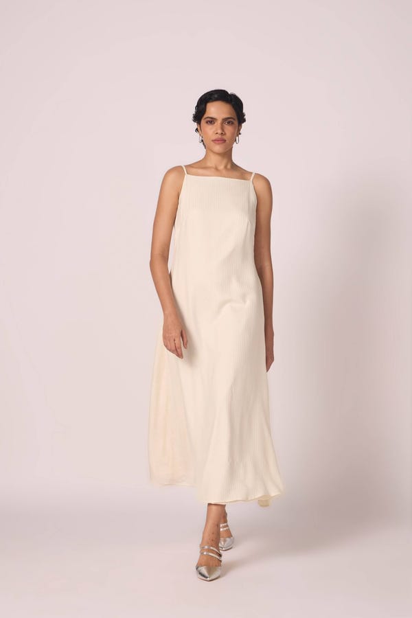 The Summer House — Spica Off White Silk Slip Dress
