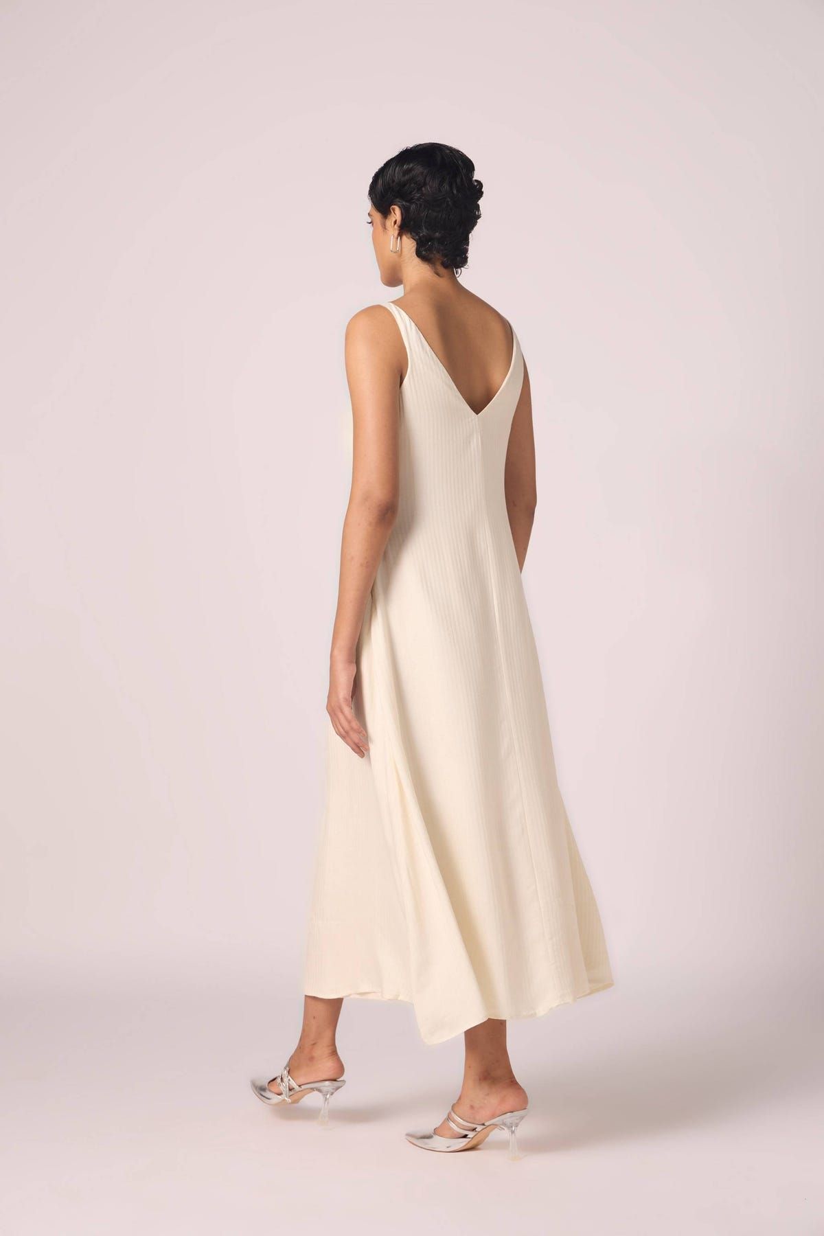 Spica Off White Silk Slip Dress - image 13