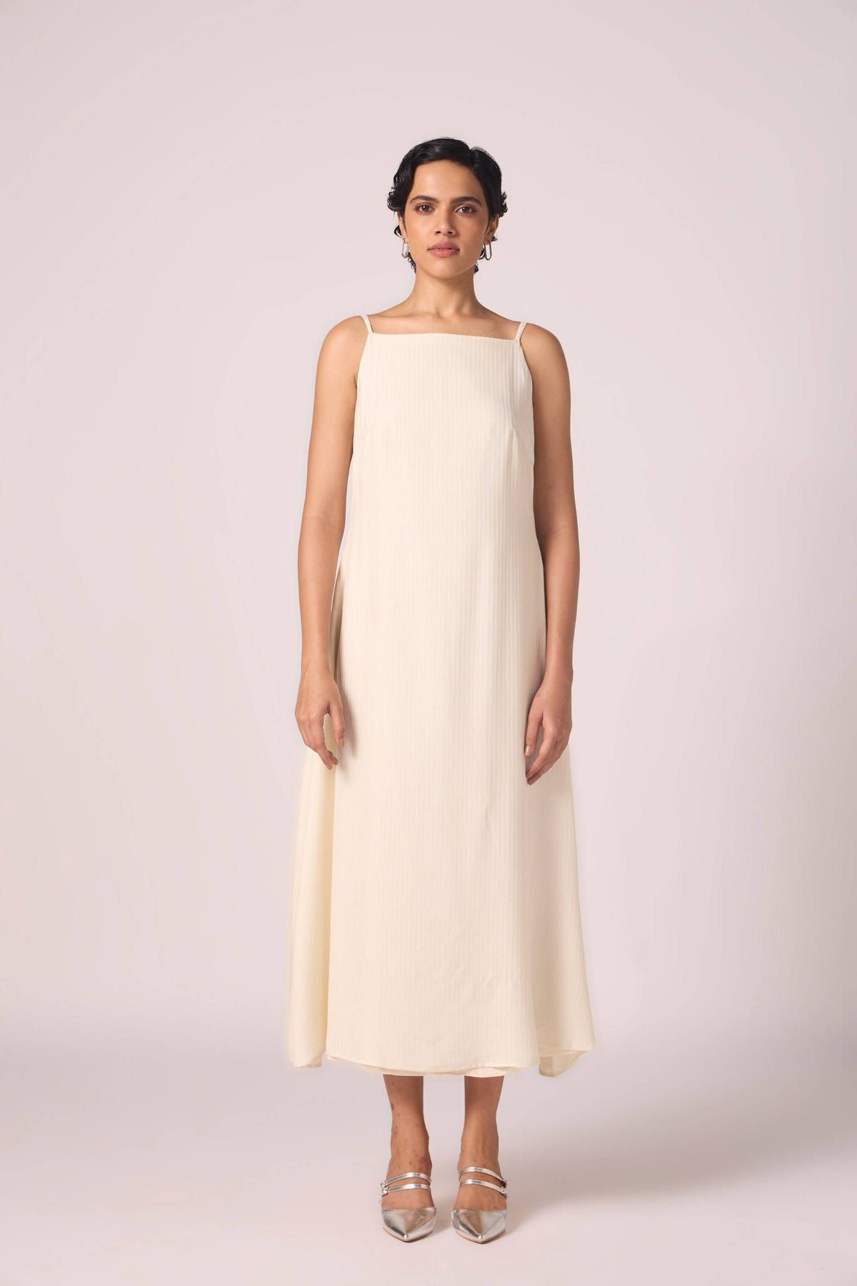 Spica Off White Silk Slip Dress - image 3