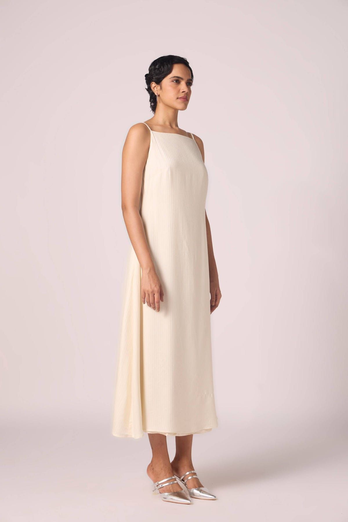 Spica Off White Silk Slip Dress - image 4