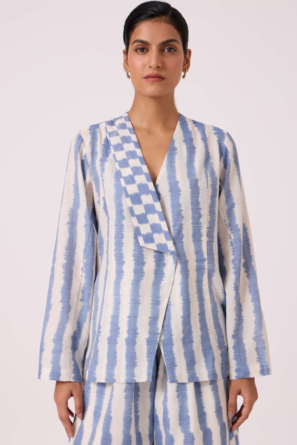 Dimtri Blue Striped Ikat Jacket - image 1