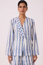 Dimtri Blue Striped Ikat Jacket view 1