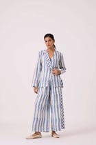 Dimtri Blue Striped Ikat Jacket view 11