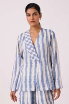 Dimtri Blue Striped Ikat Jacket view 2