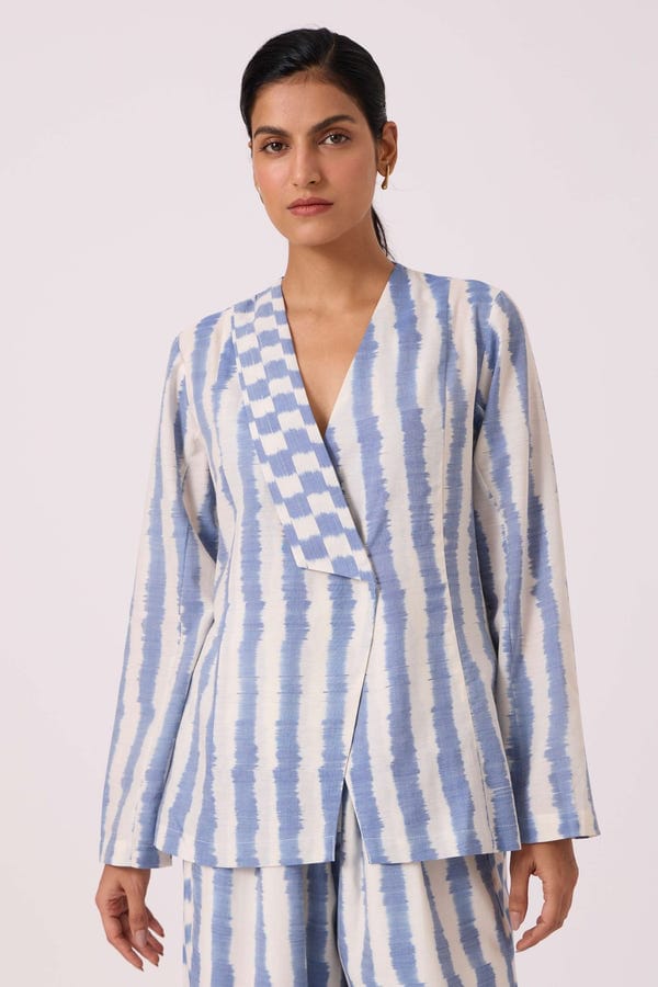 The Summer House — Dimtri Blue Striped Ikat Jacket