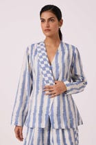 Dimtri Blue Striped Ikat Jacket view 7