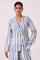 Dimtri Blue Striped Ikat Jacket view 9