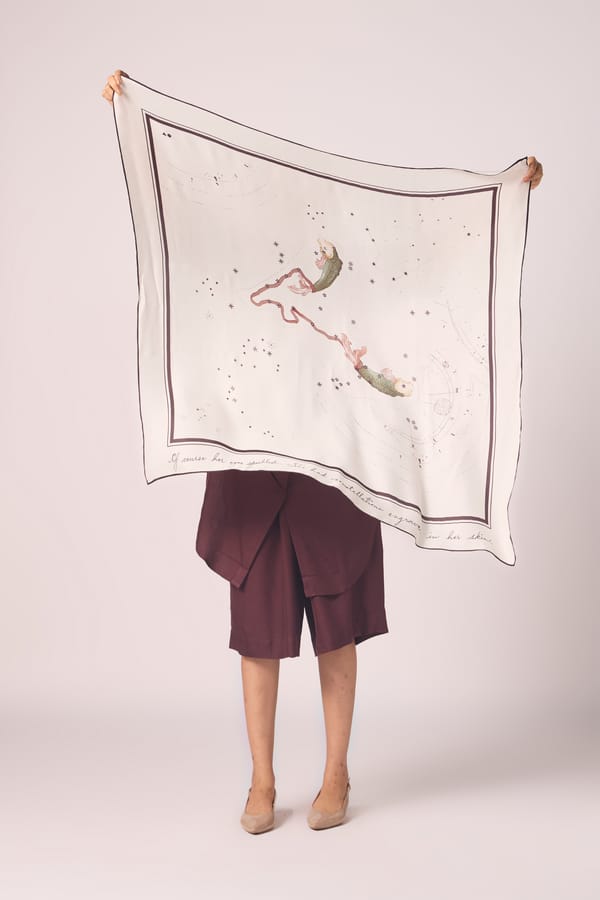 The Summer House — Pisces Printed Satin Scarf