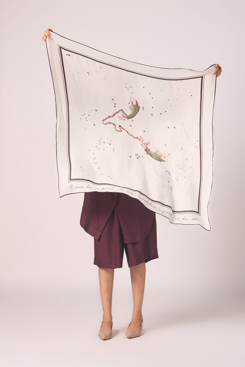 Pisces Printed Satin Scarf