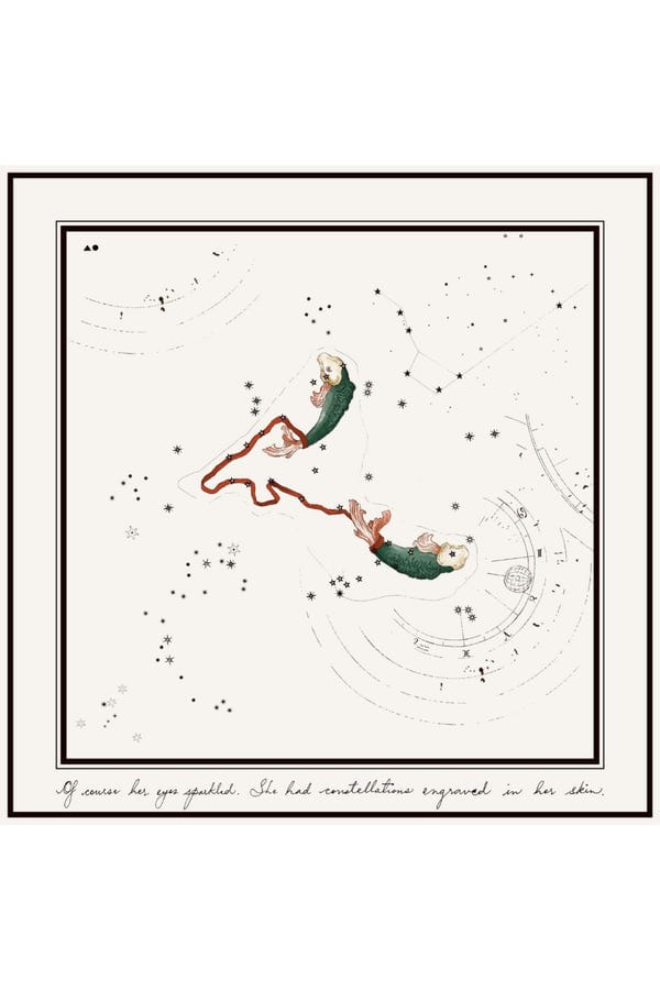 The Summer House — Pisces Printed Satin Scarf