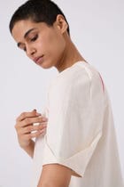 Loto Ivory Khadi Top With Statement Sleeve view 2