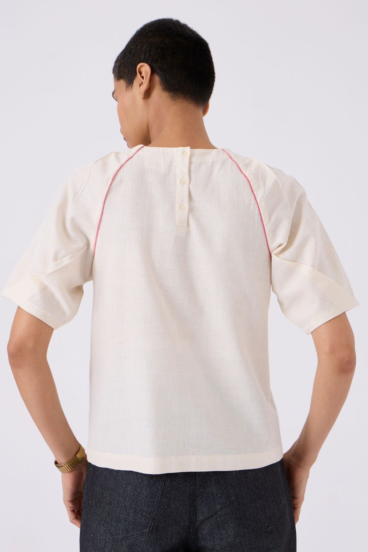 Loto Ivory Khadi Top With Statement Sleeve - image 3