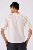 Loto Ivory Khadi Top With Statement Sleeve view 3