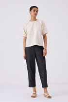 Loto Ivory Khadi Top With Statement Sleeve view 4