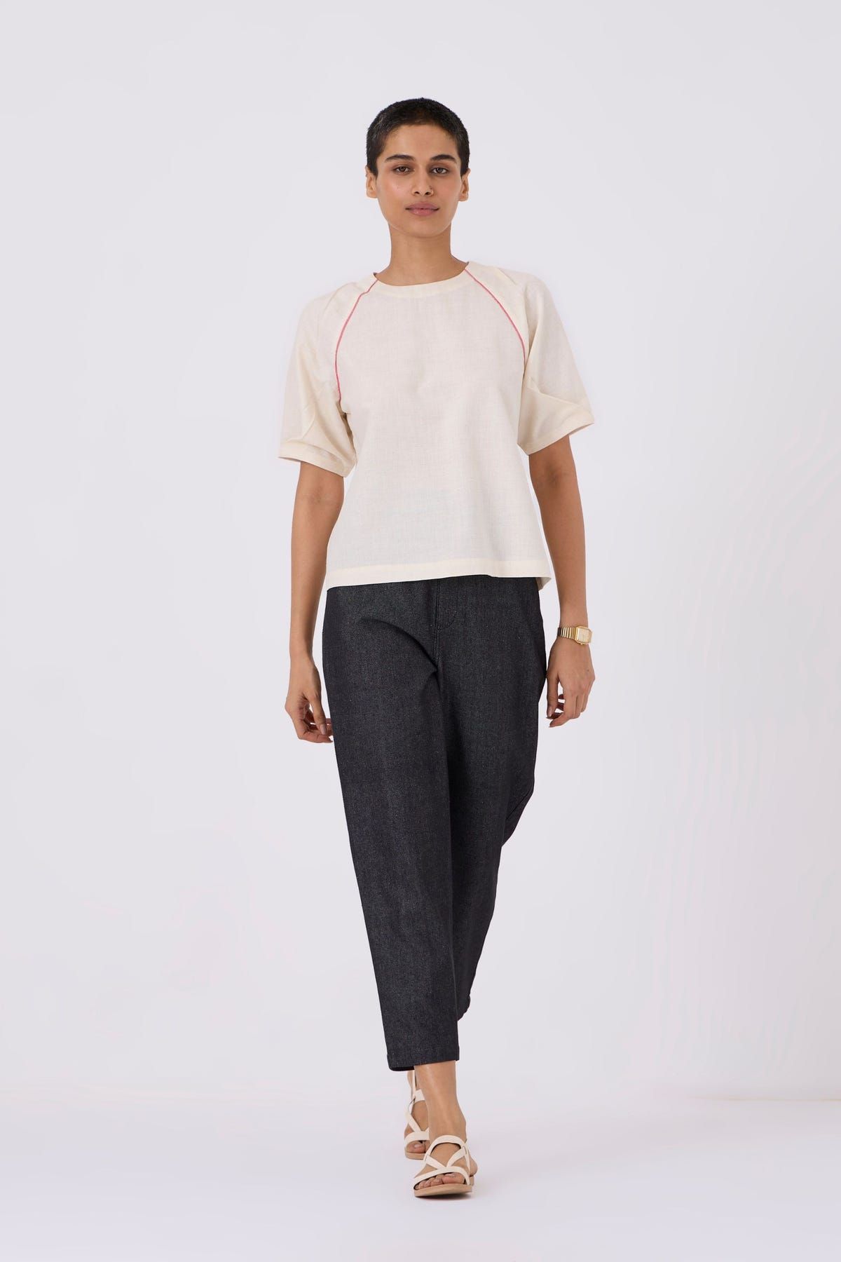 Loto Ivory Khadi Top With Statement Sleeve - image 7