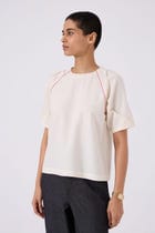 Loto Ivory Khadi Top With Statement Sleeve view 8