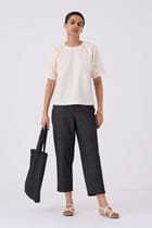Loto Ivory Khadi Top With Statement Sleeve view 9
