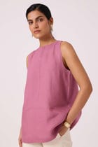 Eyre Lilac Linen Top view 1