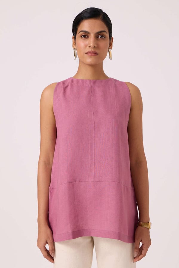 The Summer House — Eyre Lilac Linen Top