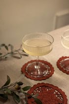 Maroon Cutwork Corduroy Coasters - Set of 2 view 1