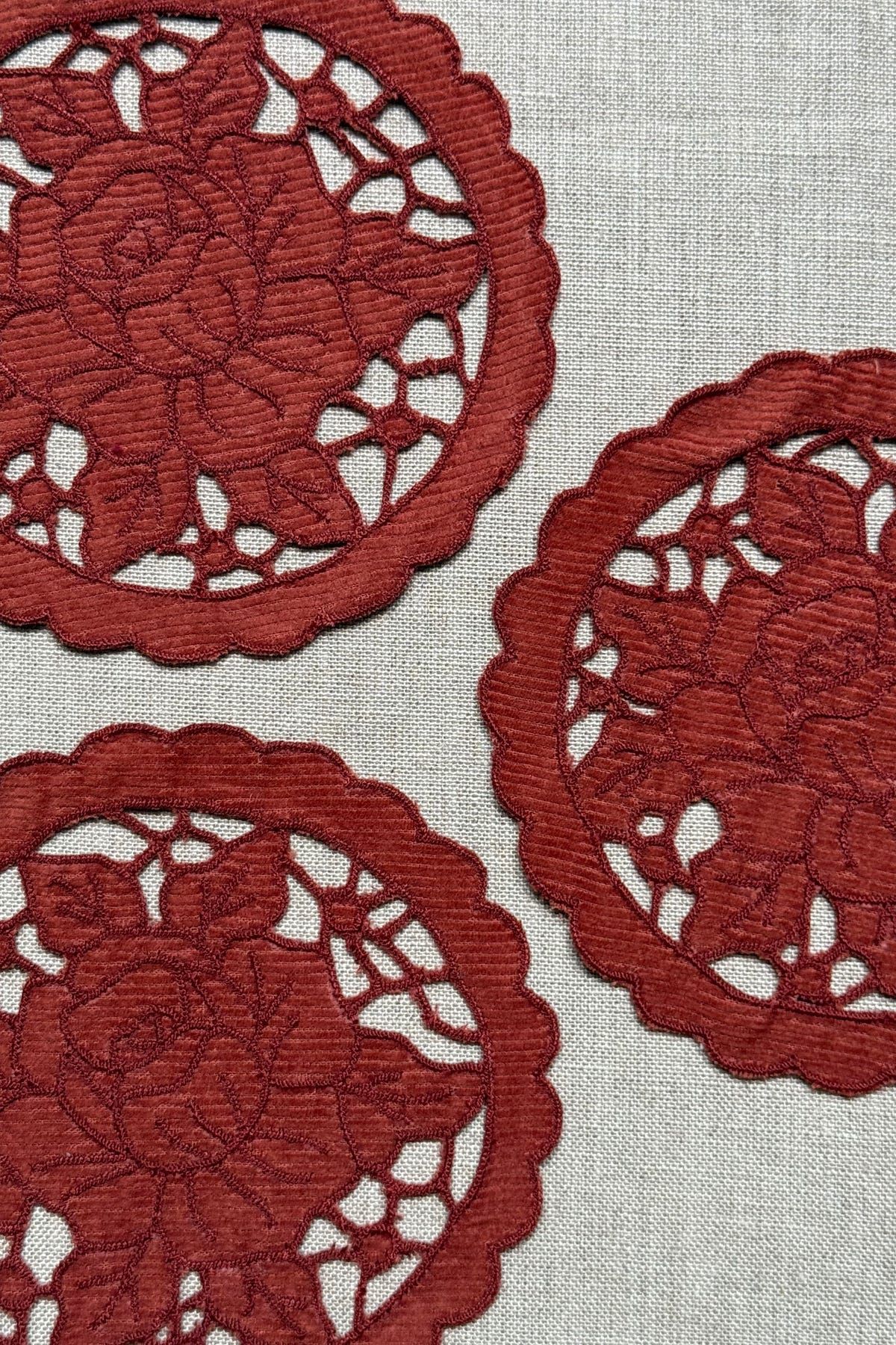 Maroon Cutwork Corduroy Coasters - Set of 2 - image 7