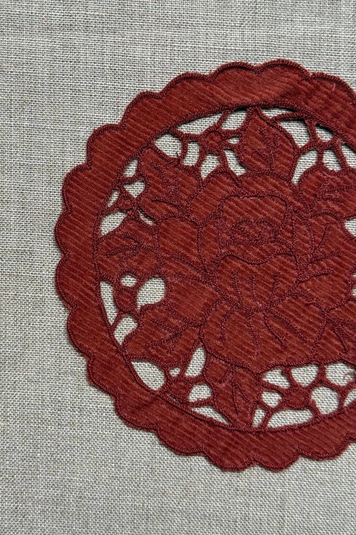 Maroon Cutwork Corduroy Coasters - Set of 2 - image 8