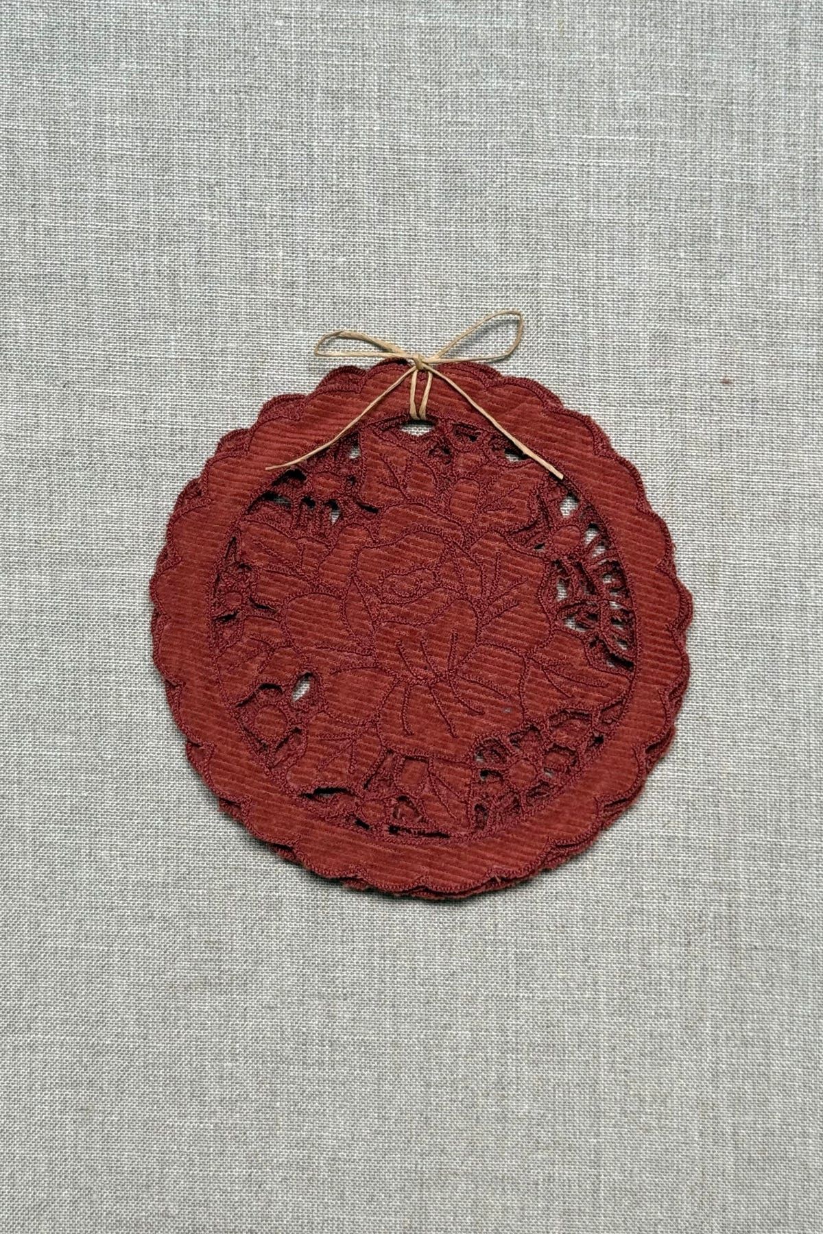 Maroon Cutwork Corduroy Coasters - Set of 2 - image 9