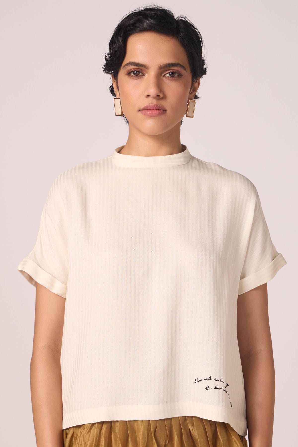 Rayya Off White Silk Top - image 1