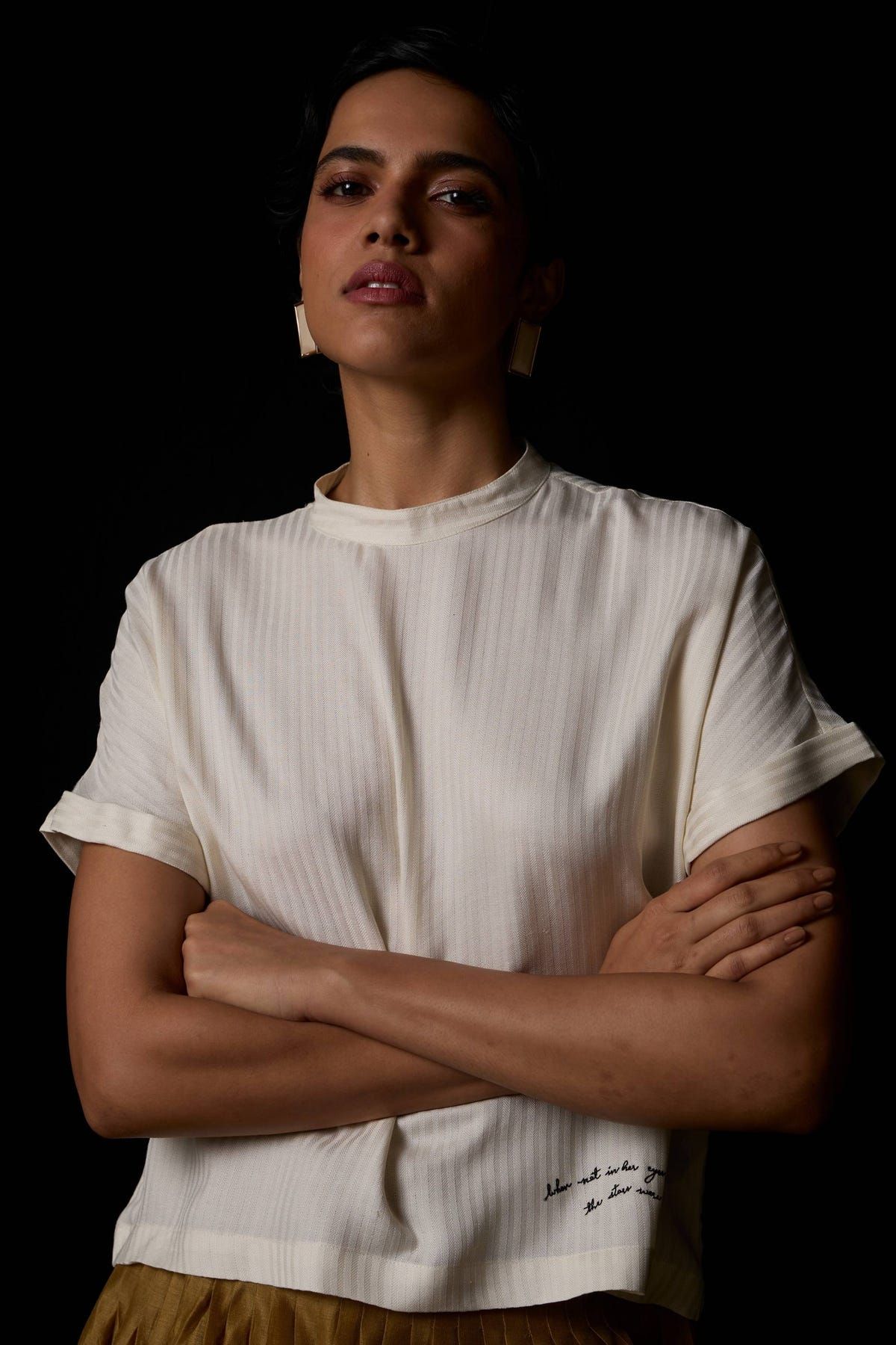 Rayya Off White Silk Top - image 11
