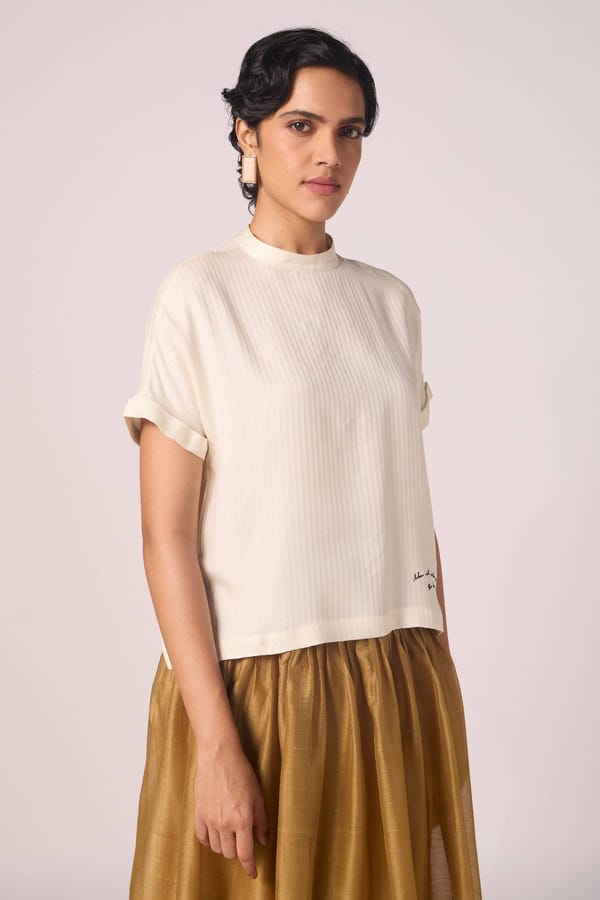 The Summer House — Rayya Off White Silk Top