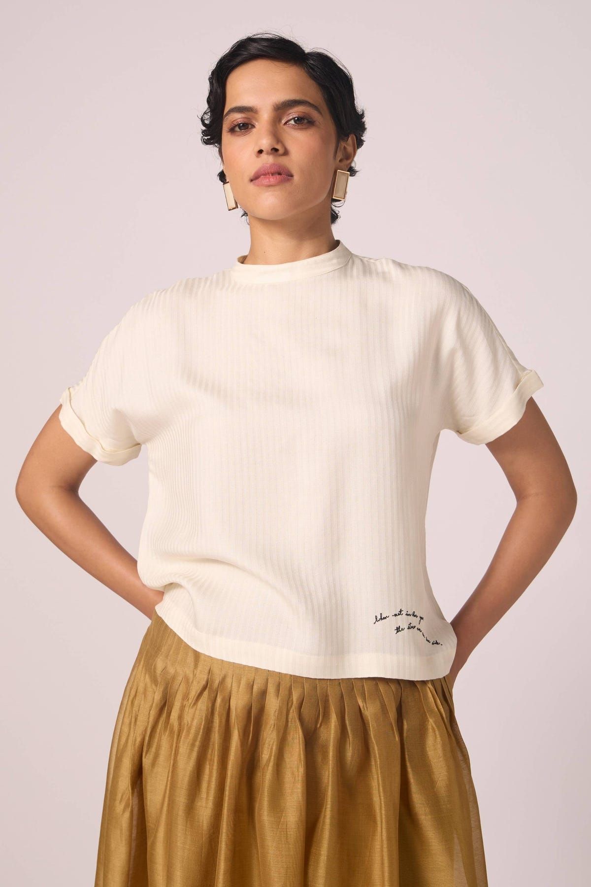Rayya Off White Silk Top - image 7