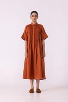 Minerva Rust Linen Shirt Dress view 1