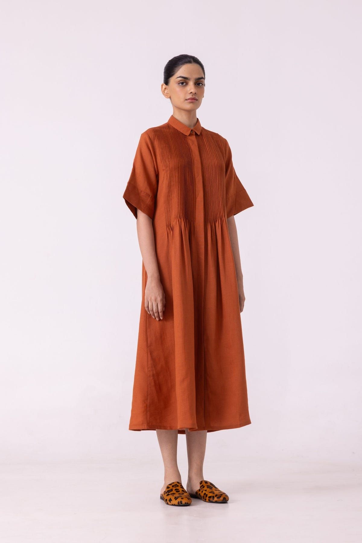 Minerva Rust Linen Shirt Dress - image 2