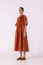 Minerva Rust Linen Shirt Dress view 3